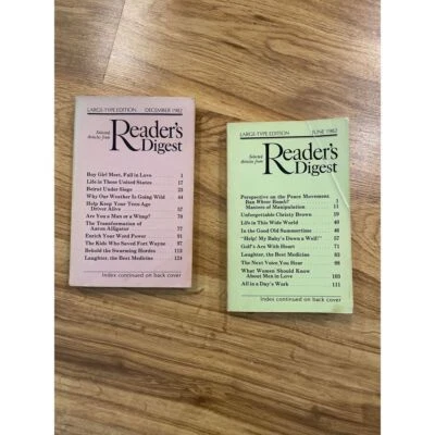 Two Reader's Digest Magazine Large Type Edition June 1982 & December 1982 - Image 1 of 3