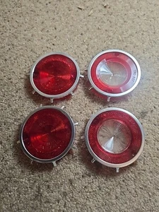 NEW SET 1962 Chevy Corvair Tail Light & Back-Up Lenses WITH BEZELS  - Picture 1 of 1