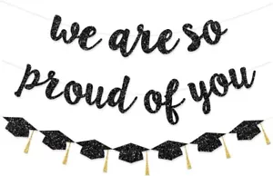 2025 Graduation Banners Party Decorations, Black Glitter We are So - Picture 1 of 6