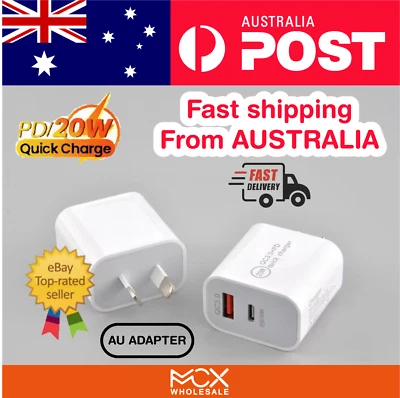 20W Dual USB Type-C and A PD Power Fast Charger Wall Adapter For iPhone iPad - image 1 of 4