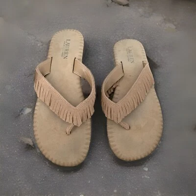 Sandalia Ralph Lauren de gamuza con flecos tostados 9 Foto 1 de 3