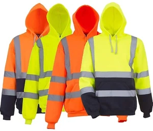 Warnschutz Hoodie Hi-Vis Arbeitspullover Pullover Kapuzenpullover Sweatshirt - Bild 1 von 5