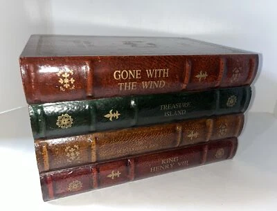 "Soporte de CD para libro de imitación de cuero vintage cubierto cabina falsa 12,5""x 7,5""" Foto 1 de 4