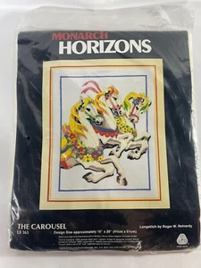 1987 Monarch Horizons LS165 The Carousel Wool Longstitch Needlepoint Kit NEW - Picture 1 of 7