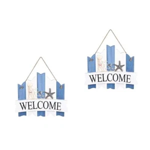 2 PCS Willkommensschild Aus Holz Nautisches Hängendes Altes Hängebrett Fräulein - Bild 1 von 12