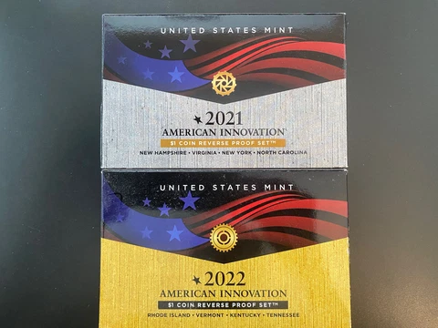 2021-S & 2022-S American Innovation Dollar US Mint REVERSE Proof Sets Cover