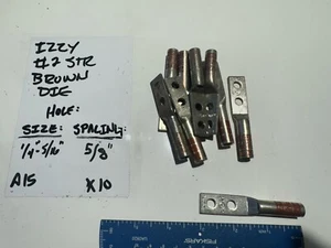 10 Pack Izzy 2 AWG CU Two Hole Lug Compression Connector 1/4” Stud 5/8 Spacing - Picture 1 of 3
