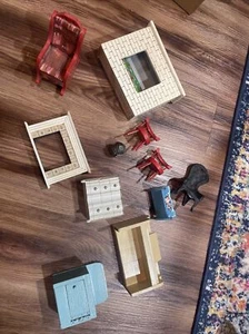 Lote de muebles vintage hechos a mano para casa de muñecas - Imagen 1 de 11