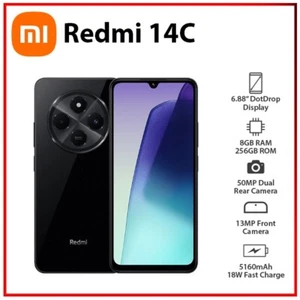 (New) Xiaomi Redmi 14C 8GB+256GB BLACK Dual SIM Unlocked Android Mobile Phone AU - Picture 1 of 5