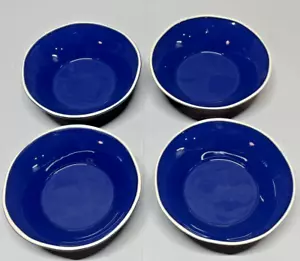 Set~4 Viva by Vietri CHROMA BLUE w/natural rim Cereal Soup Salad Bowls 7" NWT - Picture 1 of 4