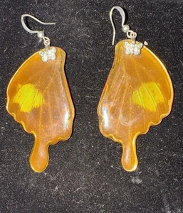 Unique Butterfly Wings Earrings Resin Drop/Dangle - Picture 1 of 4