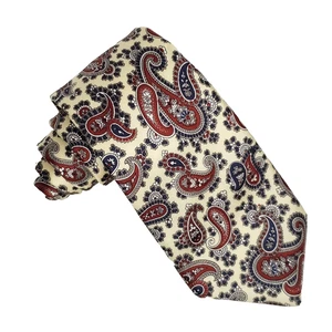 Vintage Christian Dior Cravates Paisly Mens Tie Necktie Burgundy Red Navy Blue - Picture 1 of 4