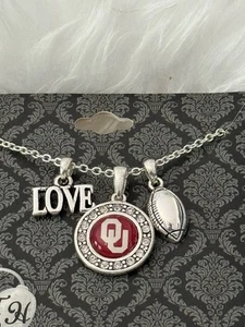 Sooners Charm Halskette Football, Love, Oklahoma Sooners Logo Schmuck - Bild 1 von 5