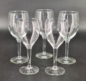 Clear Stemmed Wine Glass Glasses 5pc Set 3 Measure 6.75" Tall & 2 6.25" Tall - Picture 1 of 12