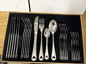 New Disney Parks Mickey Icon 24 Piece Flatware Cutlery Set - Picture 1 of 3