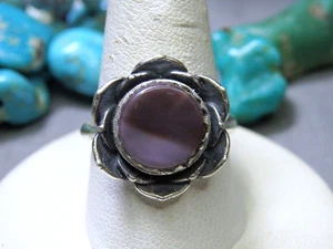 Natural WAMPUM Sterling Silver Adjustable ROSE FLOWER Ring 👋😍 - Picture 1 of 7