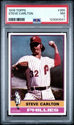 1976 Topps #355 Steve Carlton PSA 7 casi nuevo lanzador Philadelphia Phillies Salón de la fama Foto 1 de 3