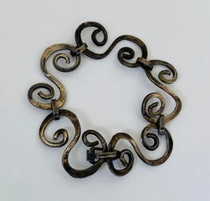 "Pulsera de eslabones ondulados de plata de ley vintage de 7""" - Imagen 1 de 17