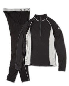 CHAMONIX CHMBMBMED554 MARBOZ BAMBOO MEN'S MEDIUM BLACK/GREY BASE LAYER SET - Picture 1 of 2