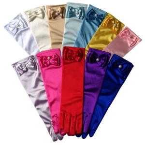 Gloves Frozen Elsa Princess Anna Girl's Fancy Long Satin Bow Tied Costume UK - Picture 1 of 23