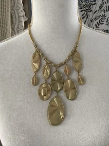 Chico's Necklace Statement Matte Gold Dangle Drop Pendants Chain Link 16-19" - Picture 1 of 5