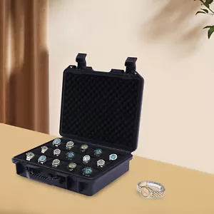 Watch Case for 15 Watches Collectors Display Storage Briefcase Watch Storage Box - Picture 1 of 19