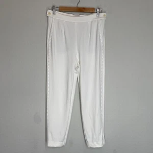 Escada Tsisa Dress Pants Women's 36 Off White High Rise Side Zip Pockets Stretch - Picture 1 of 14
