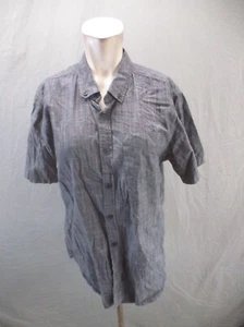 Prana Size L Mens Gray 100% Organic Cotton Short Sleeve Button Down Shirt 045 - Picture 1 of 11