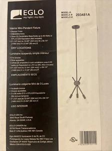 Eglo Interior Min-Pendant Fixture 203481A 3 Candelabra Bronze 203481A New in Box - Picture 1 of 1
