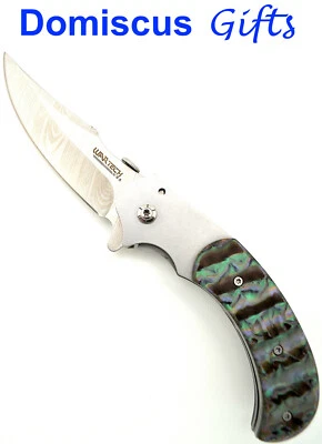 8" ¡NUEVO! Cuchillos de bolsillo curvos WARTECH MÁRMOL NACARADO punto de arrastre  Foto 1 de 4