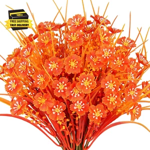 6 Bundles Fall Flowers Outdoor Artificial Fake Mums Plants UV Resistant Autumn F - Picture 1 of 7