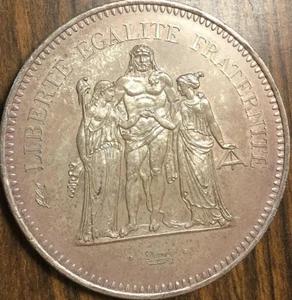 1977 FRANCE SILVER 50 FRANCS COIN - Picture 1 of 2