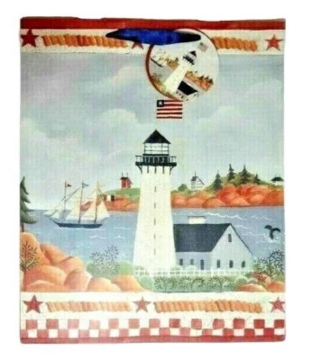 Velero en la Bahía Faro Patriótico Bandera Paquete de 3 Bolsas de Regalo Etiquetas Náuticas Nuevas con Etiquetas Foto 1 de 4
