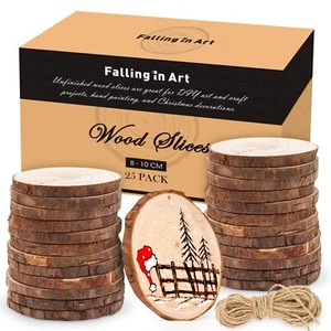 25 Wood Slices 3.1-4" Pre-Drilled for DIY Christmas Ornaments - Picture 1 of 9