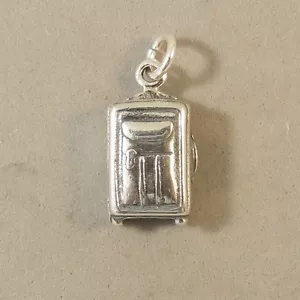 .925 Sterling Silber 3-D ROLLKOFFER CHARM NEU Reise Taschenanhänger 925 HM21 - Bild 1 von 5