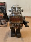 Vintage 1960s Piston Robot Battery-Operated Light-Up Toy SJM 