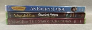3 VeggieTales DVDs Easter Carol, Sheerluck Holmes Golden Rule, Star of Christmas - Picture 1 of 10
