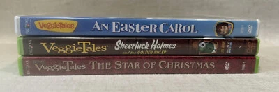 3 VeggieTales DVDs Easter Carol, Sheerluck Holmes Golden Rule, Star of Christmas - Image 1 of 4