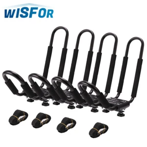 Wisfor 4PC Kayak Roof Rack J Bars Luggage Carrier Storage Stand fr Car SUV Truck - Picture 1 of 11