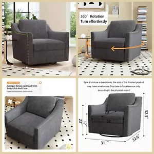 360° Swivel Accent Chair Armchairs Single Sofa Upholstered Chair for Living Room - Picture 1 of 7
