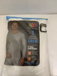 New Men's Fruit Of The Loom Dual Defense Thermal Crew Shirt Top Natural Size L/G - Picture 1 of 5