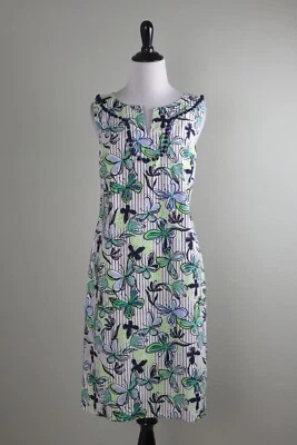 Vestido informal de cambio TALBOTS $128 estampado de rayas mariposa pompón talla 2 Foto 1 de 4