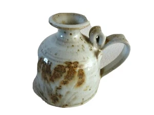 Art Studio Pottery Taper Candle Holder Signed Umgate Handle-Smooth Finish Glaze - Picture 1 of 5