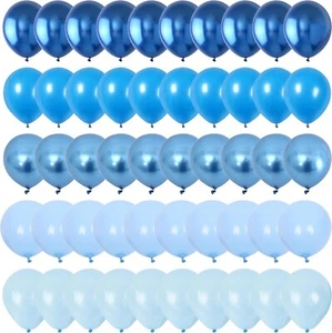 Blue Balloon Set 60 Packs 12 Inches Metallic Chrome Pearl Shower Birthday Party - Picture 1 of 6