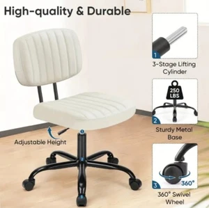 360° Swivel Adjustable Height Ergonomic Faux Leather Office Computer Chair  - Picture 1 of 7