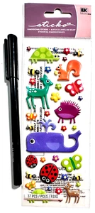 Sticko Puffy Animals Stickers Scrapbooking Embellishment Card - Picture 1 of 1