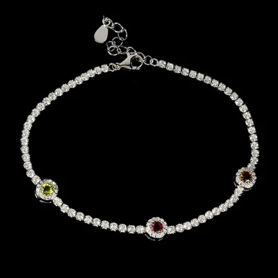 Pulsera de plata de ley 925 redonda de turmalina de 3 mm joyas de piedras preciosas naturales 8 ins Foto 1 de 4