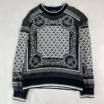W4316 Dolce & Gabbana Sudadera Cuello Redondo, Estampado Completo, Negro, Talla 46 Foto 1 de 4