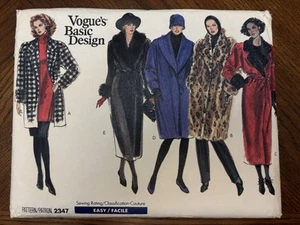 Vogue's Basic Design Pattern #2347 Misses Coat ~ Size 14-16-18 ~Uncut - Picture 1 of 5