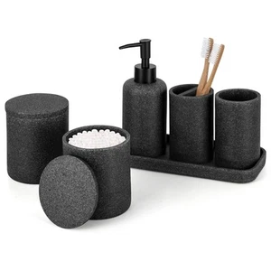 Set Accessori Bagno Nero 6 Pezzi - Organizzatore Bagno con Spazzolino - Foto 1 di 5